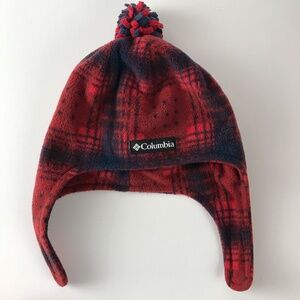 Columbia Toddler Blue Red Plaid Fleece Ear flap
